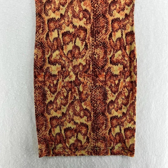 Urban Outfitters Dress Women's Sz Small Orange Mesh Snakeskin Mock Neck Bodycon - Picture 10 of 13